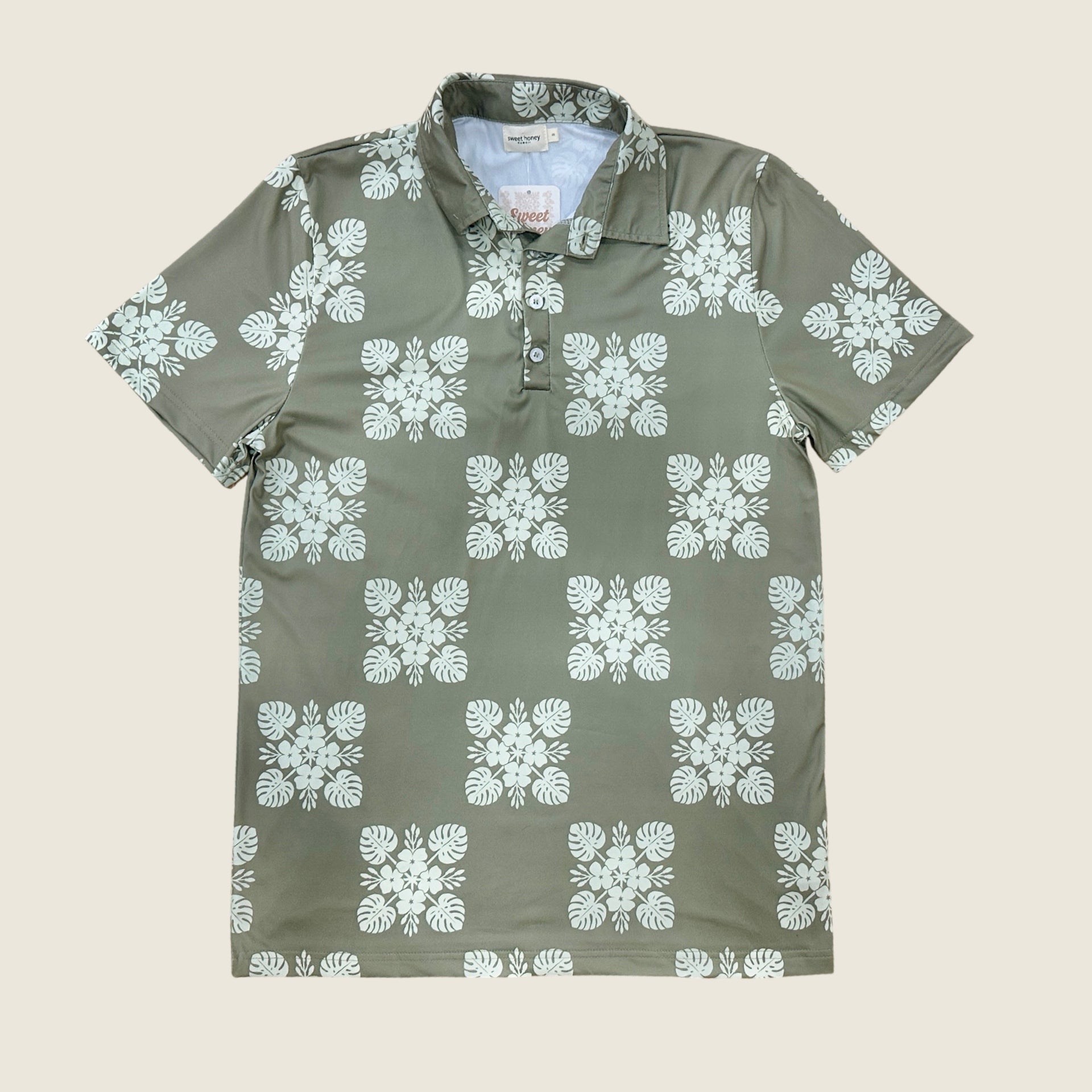 Green Aina Quilt Men's collared Shirt