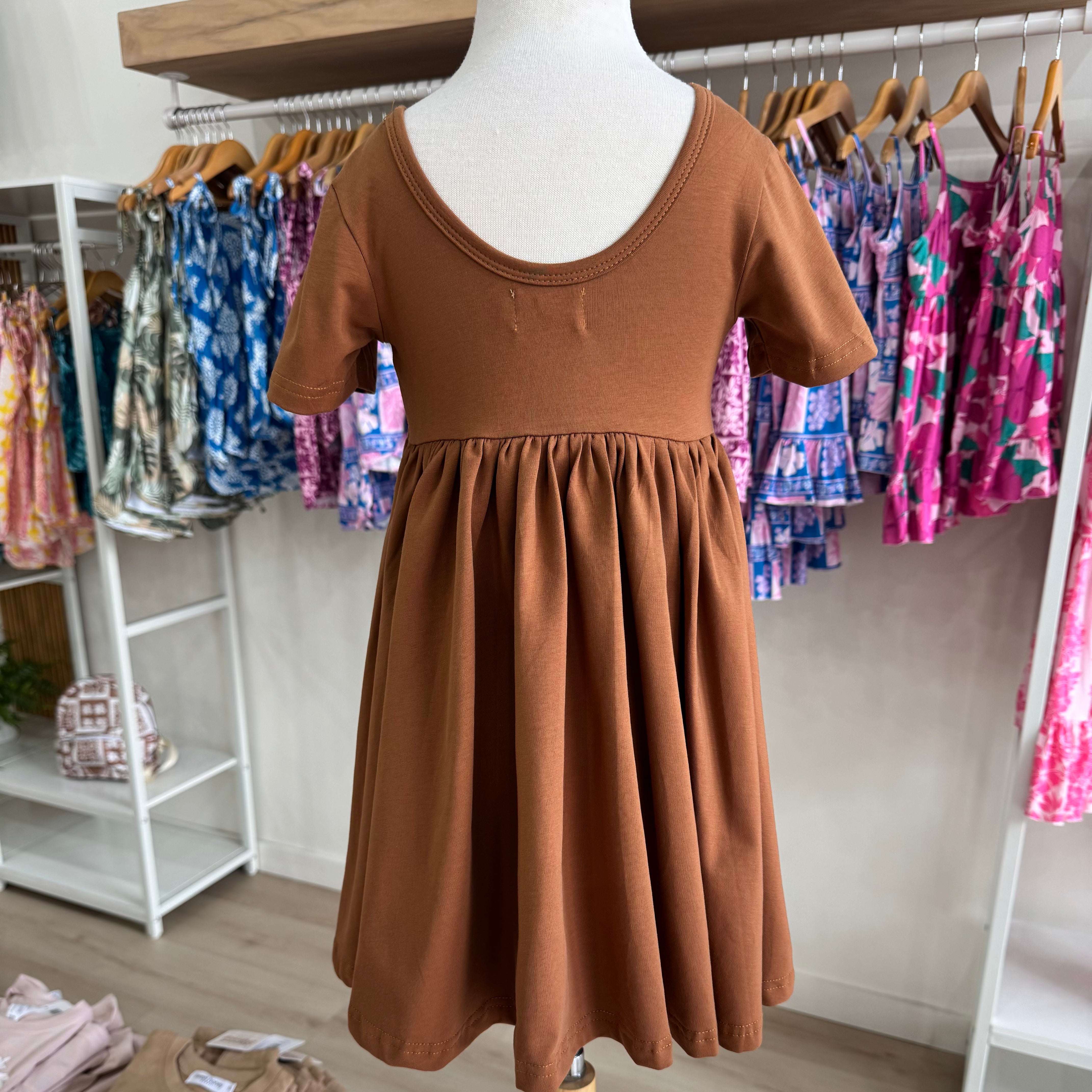 White Quilt Brown Dress