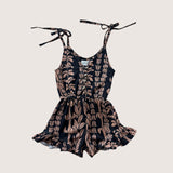Black/Brown Lei New Tie Romper