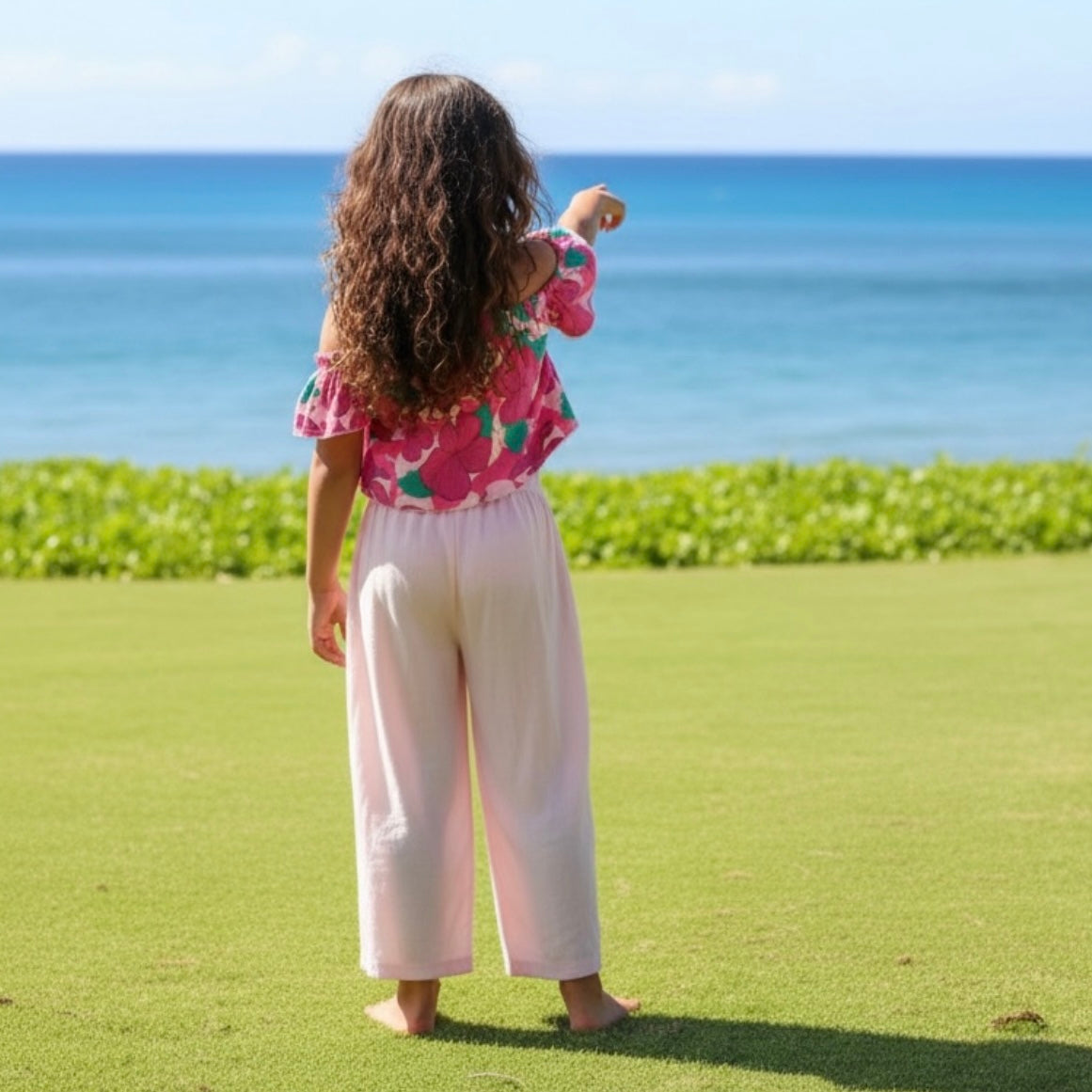 Island Pink Hibiscus Baby Doll Top