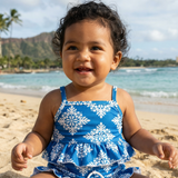 Blue Heritage Quilt Thin Strap Set