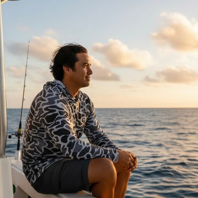 Adult Black Camo Mahi Mahi Dri Fit Hooded Long Sleeve Tee - Sweet Sweet Honey Hawaii