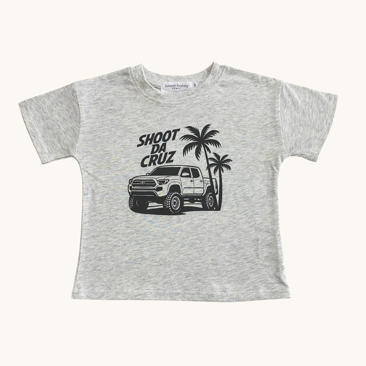Black Shoot Da cruz light Grey tee - Sweet Sweet Honey Hawaii