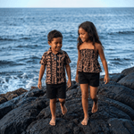 Black/Brown Lei collared shirt - Sweet Sweet Honey Hawaii