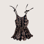 Black/Brown Lei New Tie Romper - Sweet Sweet Honey Hawaii
