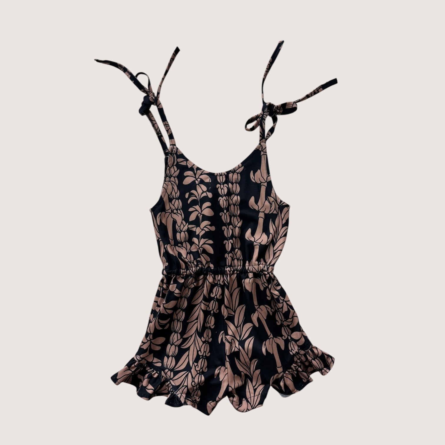 Black/Brown Lei New Tie Romper - Sweet Sweet Honey Hawaii