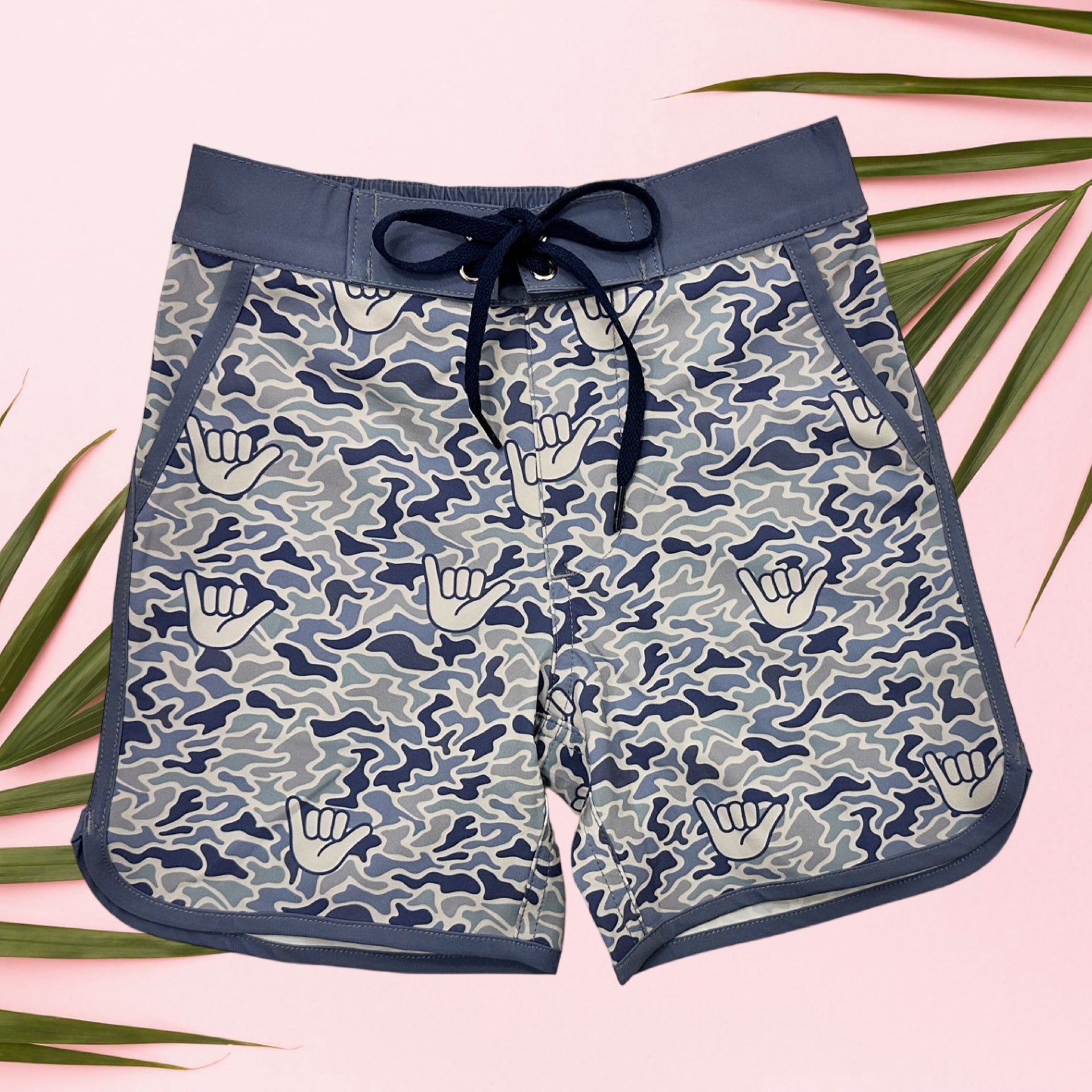 Blue Camo Shaka Boys Boardies - Sweet Sweet Honey Hawaii