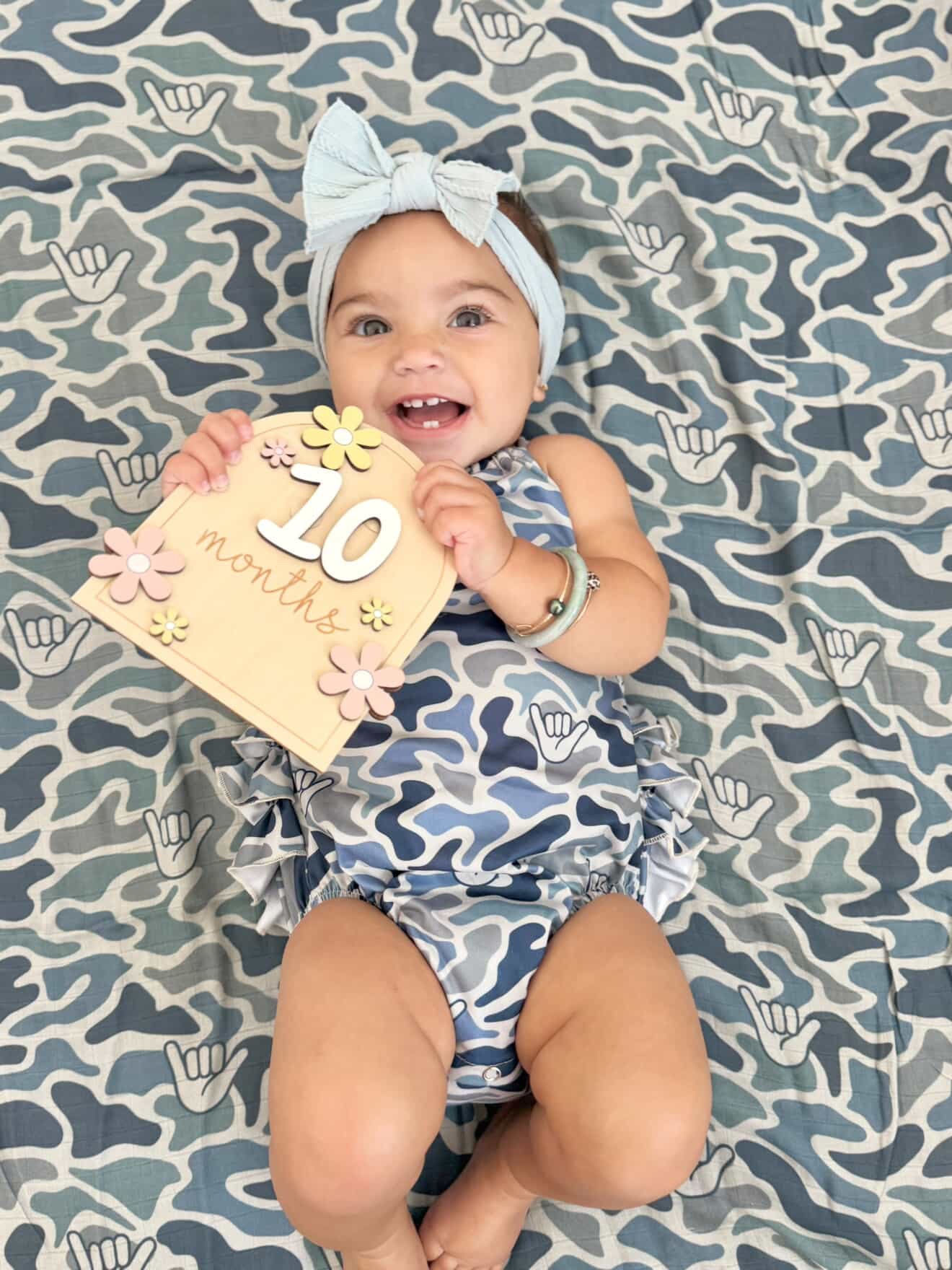 Blue Camo Shaka Ruffle Halter Romper - Sweet Sweet Honey Hawaii