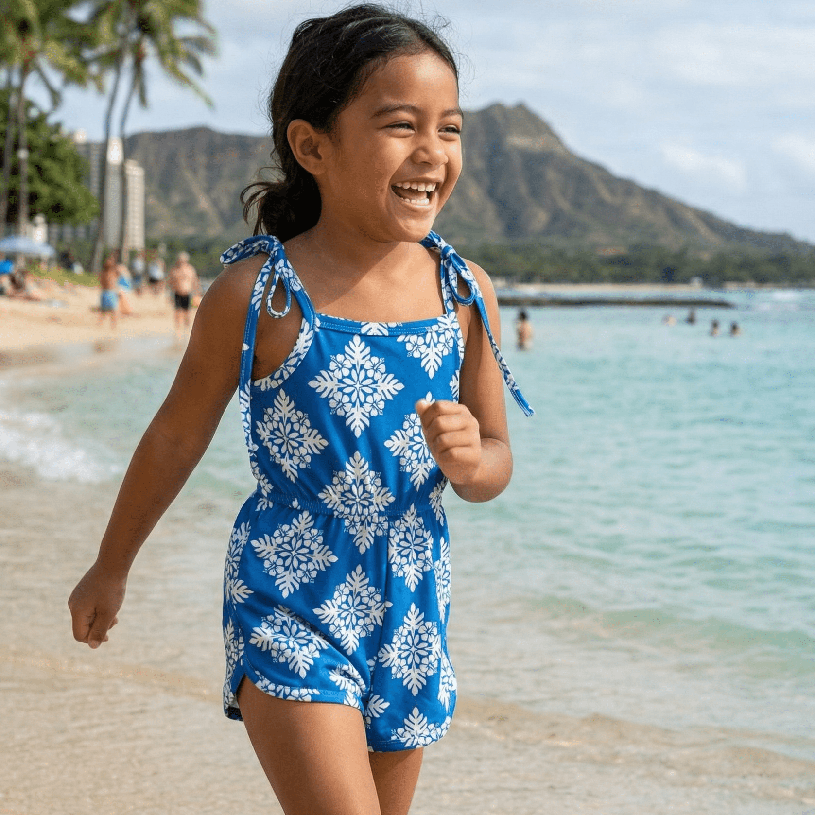 Blue Heritage Quilt Haleiwa Romper - Sweet Sweet Honey Hawaii