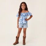 Blue Tropical Kapa Baby Doll Top - Sweet Sweet Honey Hawaii