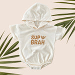Brown Sup Brah Cream hooded onesie - Sweet Sweet Honey Hawaii
