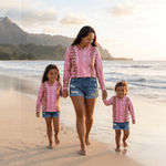 Brown/Pink Lei aloha Dri Fit hooded Long sleeve - Sweet Sweet Honey Hawaii