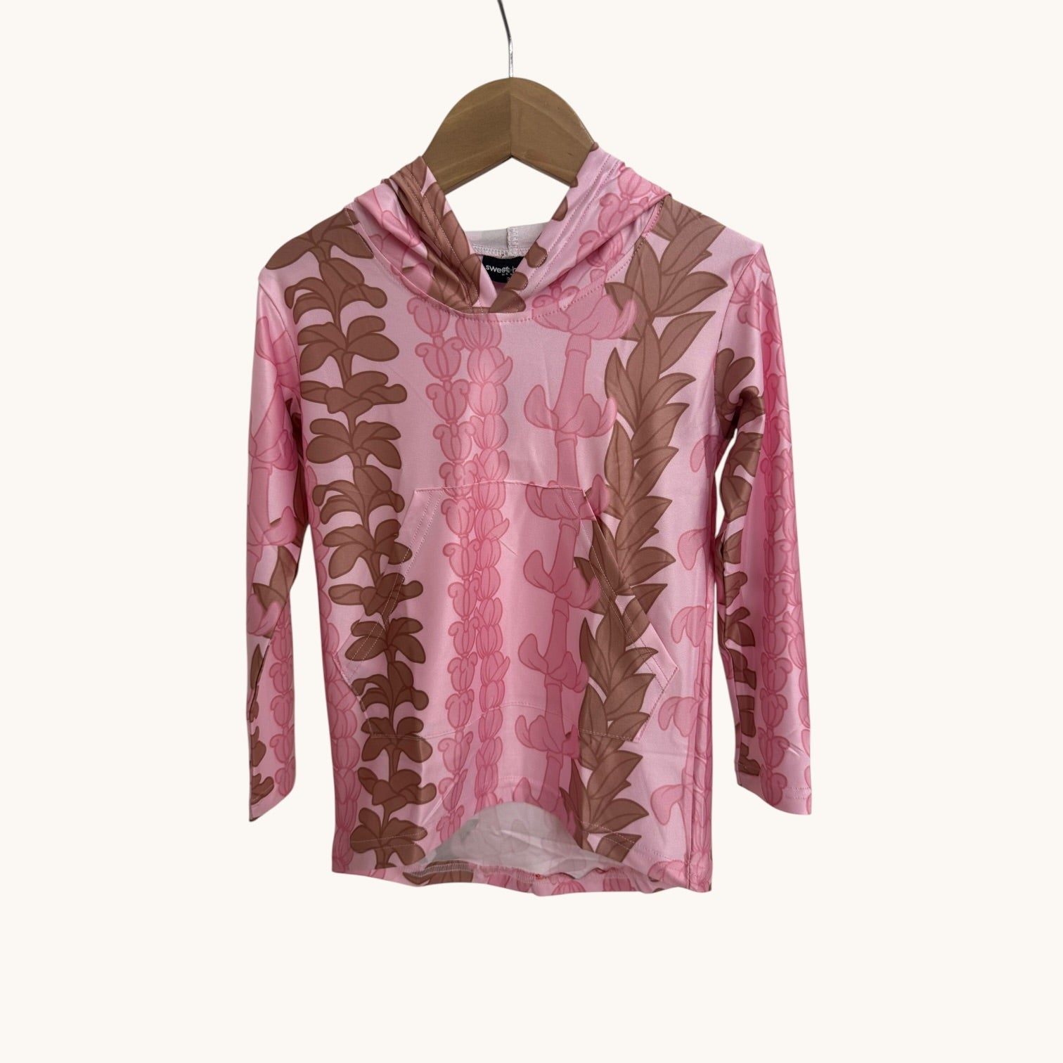 Brown/Pink Lei aloha Dri Fit hooded Long sleeve - Sweet Sweet Honey Hawaii