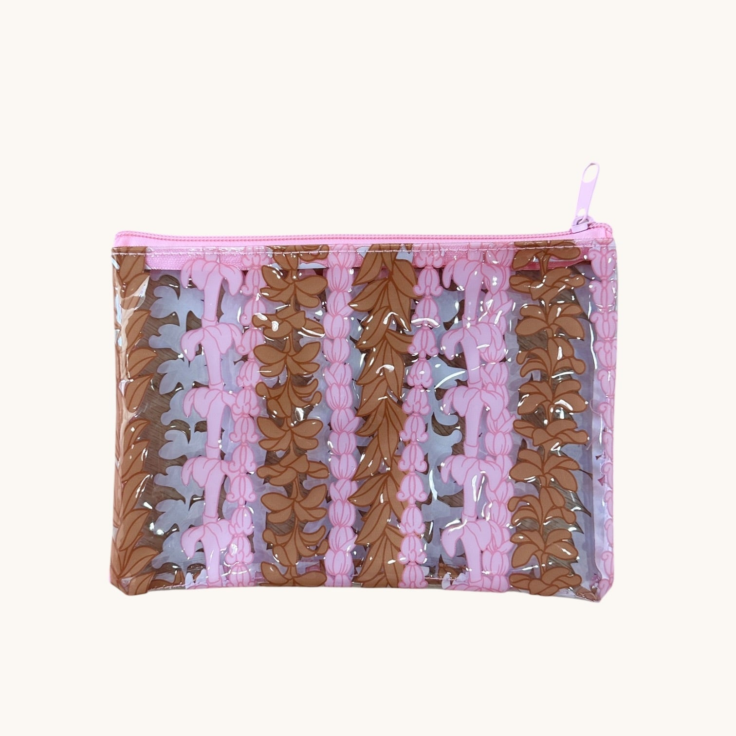 Brown/Pink Lei Aloha Pencil Pouch - Sweet Sweet Honey Hawaii