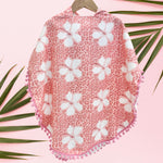 Cheetah hibiscus Pom Pom Hooded Towel - Sweet Sweet Honey Hawaii
