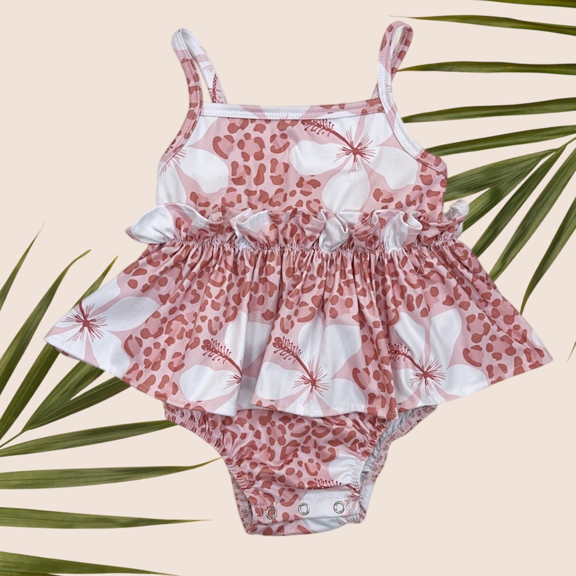 Cheetah Hibiscus Thin strap Onesie - Sweet Sweet Honey Hawaii