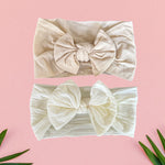 Cream / light tan Bow Headband Set - Sweet Sweet Honey Hawaii