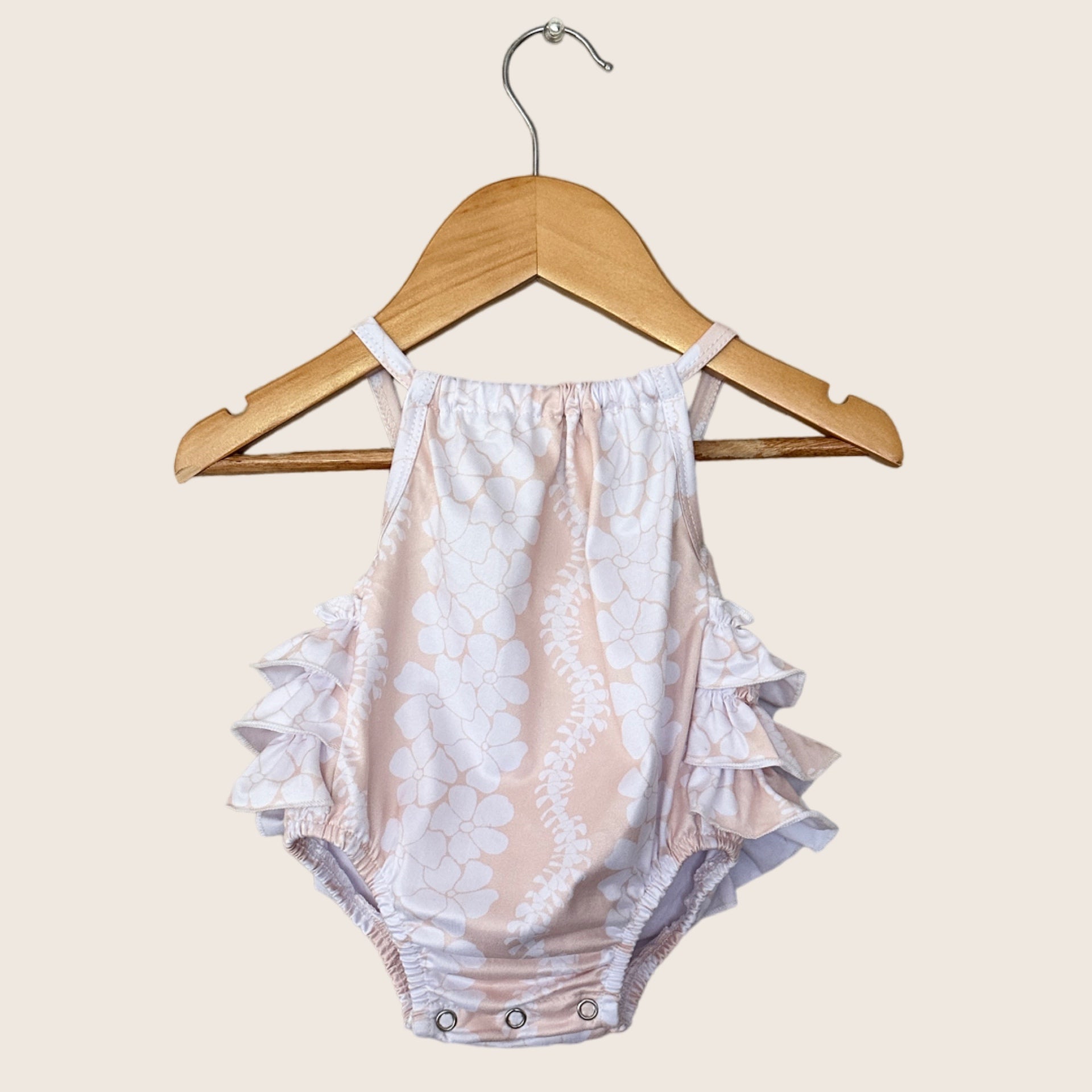 Cream Puakenikeni Ruffled Halter Romper - Sweet Sweet Honey Hawaii