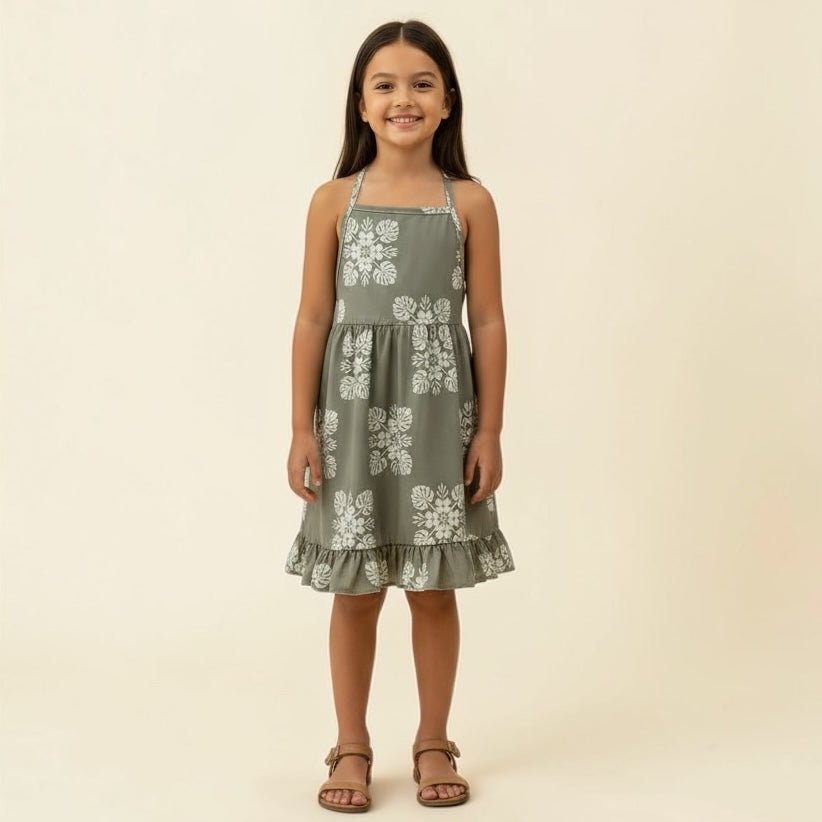 Green 'Ilima Quilt stella Dress - Sweet Sweet Honey Hawaii