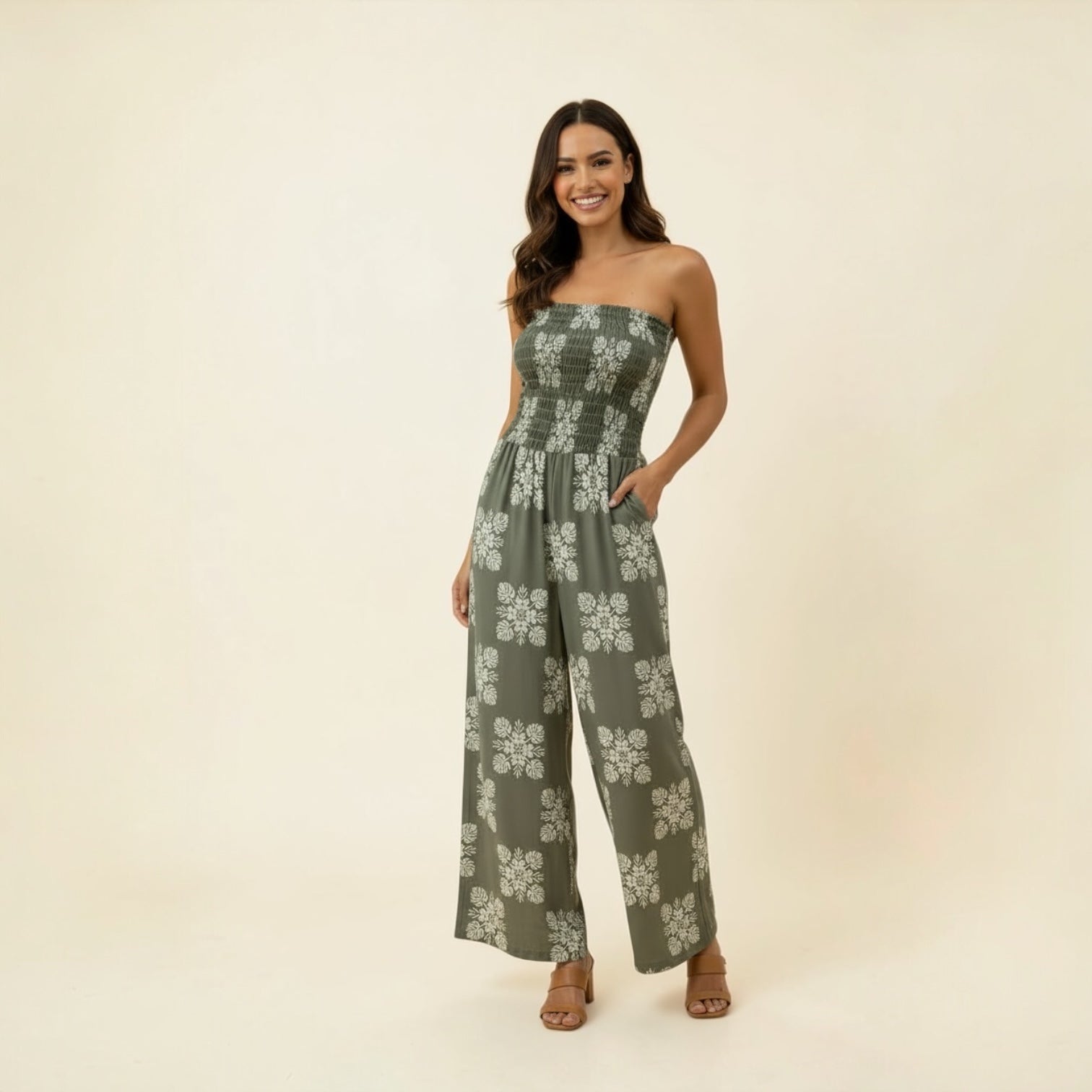 Green 'Ilima Quilt Taylor Jumpsuit - Sweet Sweet Honey Hawaii