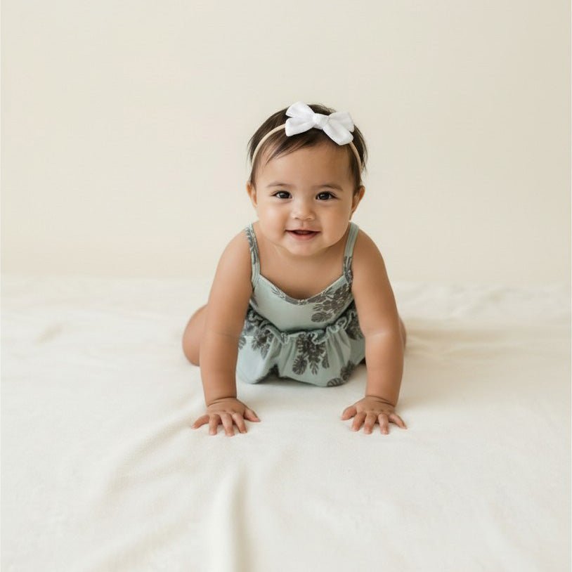 Green 'Ilima Quilt Thin strap Onesie - Sweet Sweet Honey Hawaii