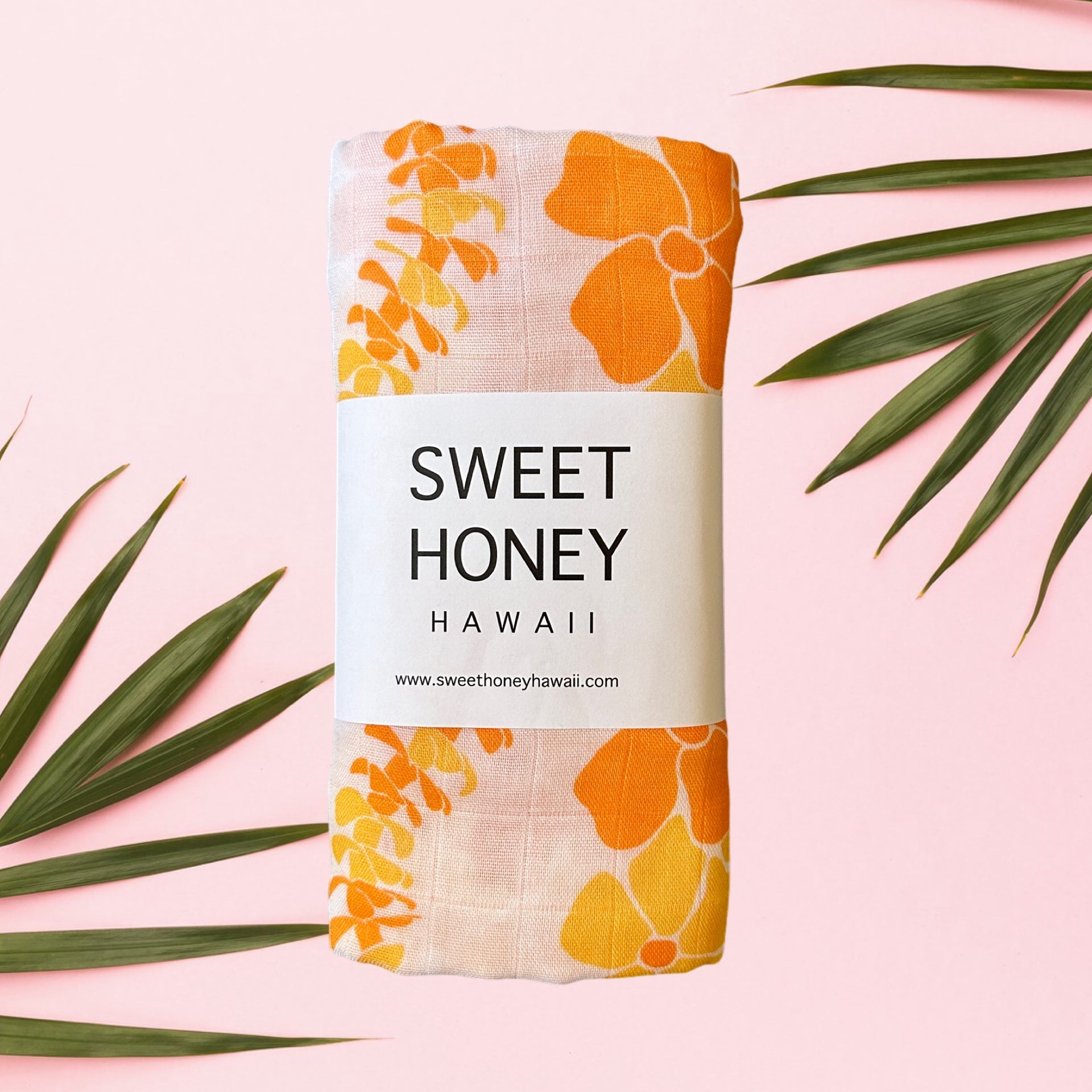 Honey Puakenikeni Bamboo Swaddle Blanket - Sweet Sweet Honey Hawaii