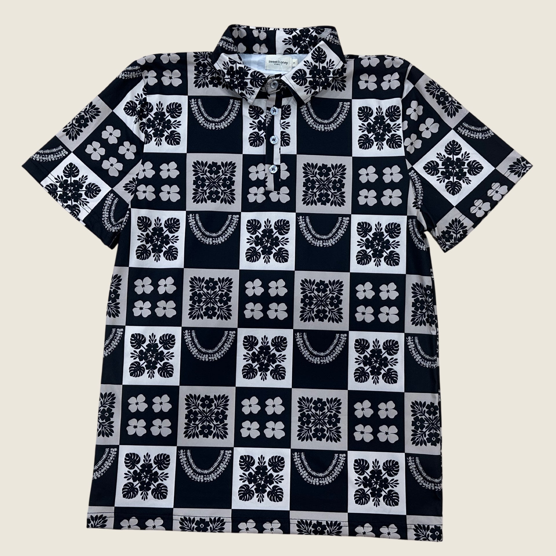 Ho'opili Black Men's collared Shirt - Sweet Sweet Honey Hawaii