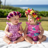 Island Pink Hibiscus Emma onesie - Sweet Sweet Honey Hawaii
