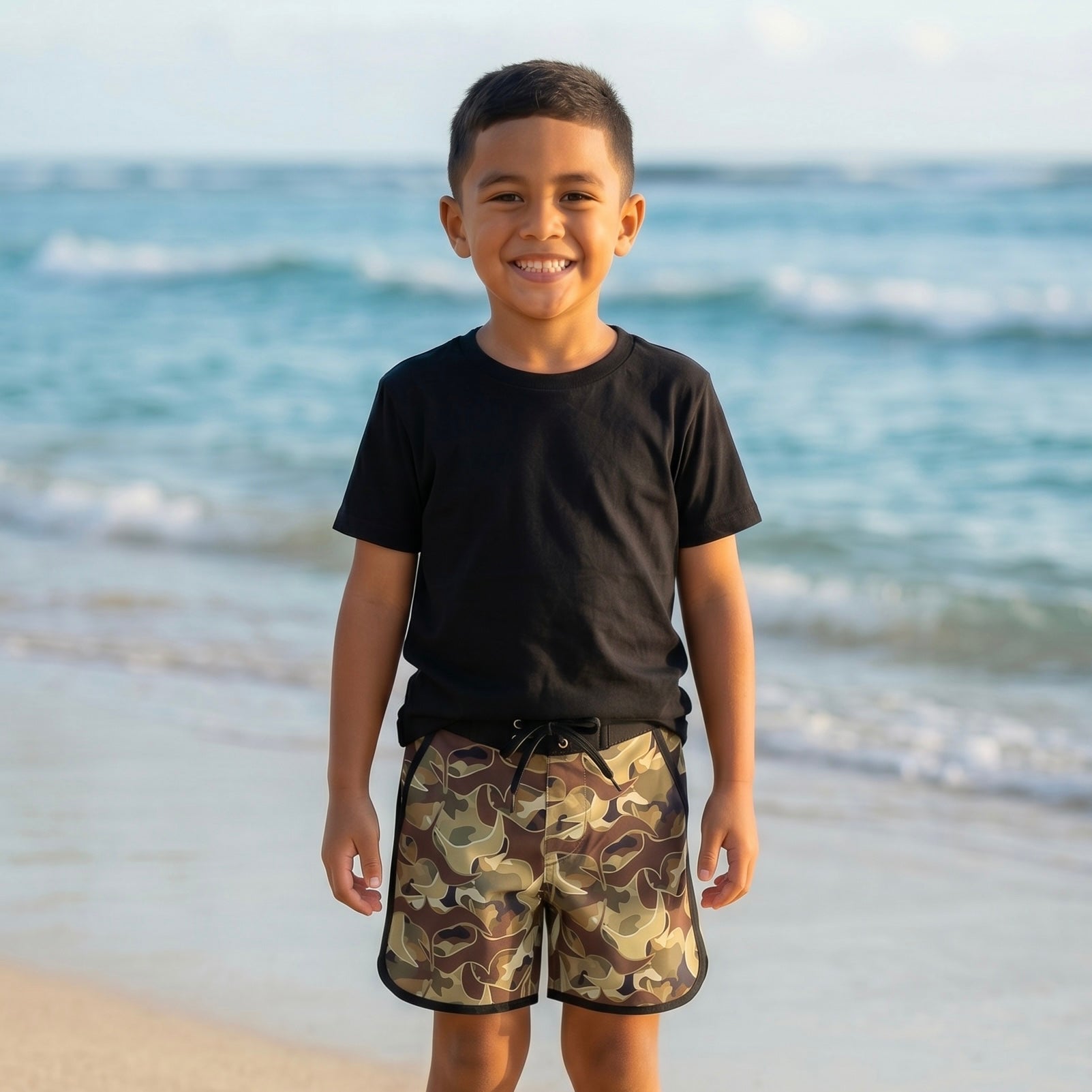 Iwa Bird Camo Boys Boardies - Sweet Sweet Honey Hawaii