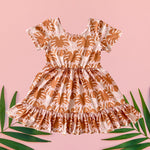 Kanani Monstera Ruffled Tee Dress - Sweet Sweet Honey Hawaii