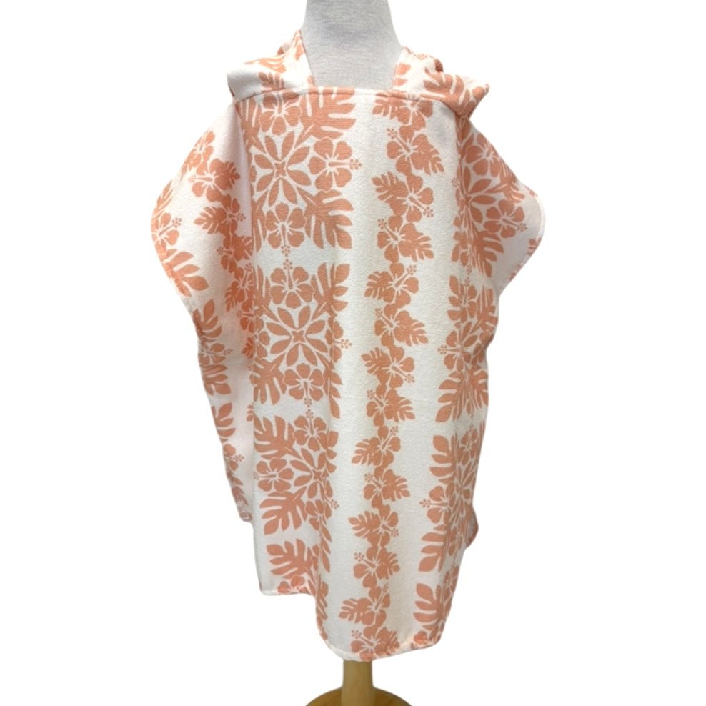 Kid's Peach Quilt Hibiscus Hooded Towel - Sweet Sweet Honey Hawaii