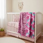 Large: Berry Heirloom/Island Pink Hibiscus Minky Blanket - Sweet Sweet Honey Hawaii