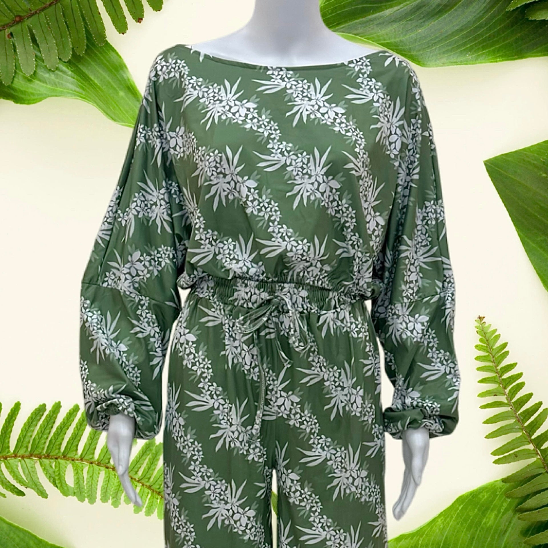 Lei Hiwa Green Womens long sleeve Top - Sweet Sweet Honey Hawaii
