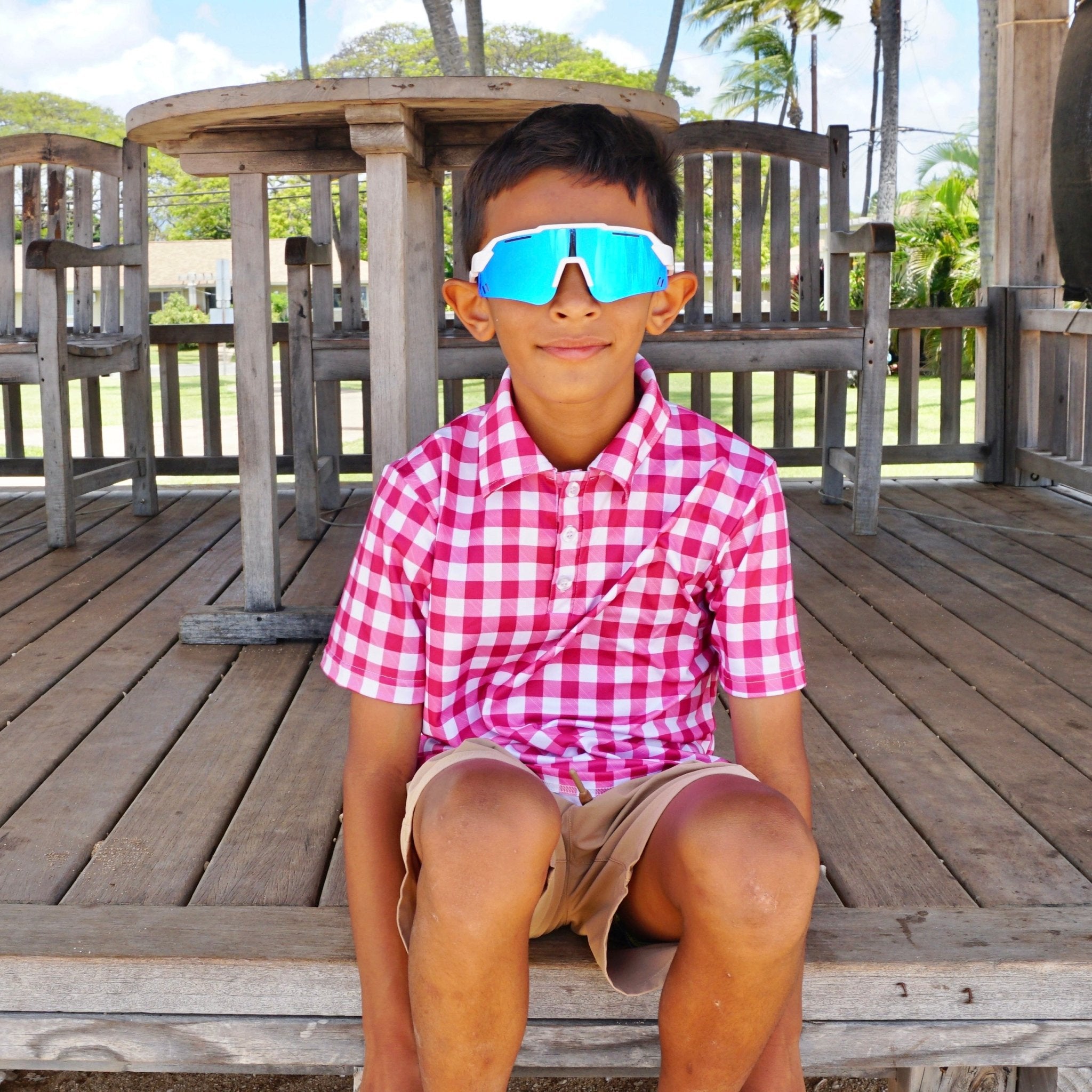 Magenta Gingham Collared Shirt - Sweet Sweet Honey Hawaii