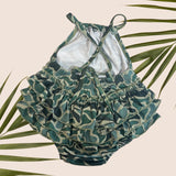 Mahi Mahi Green Camo Ruffle Halter Romper - Sweet Sweet Honey Hawaii