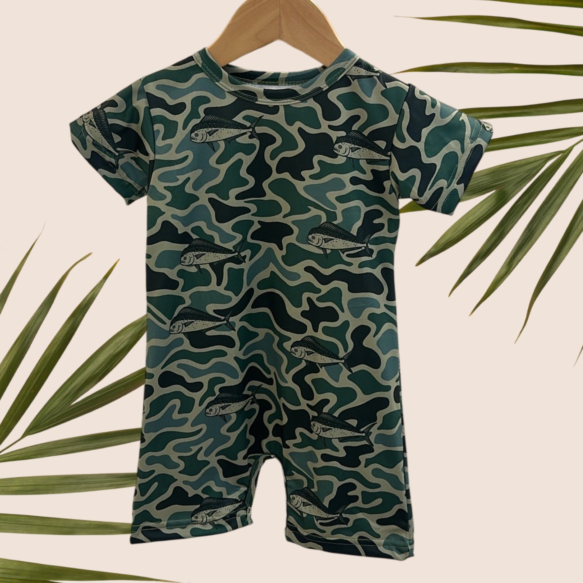 Mahi Mahi Green Camo T-Shirt Jumpsuit - Sweet Sweet Honey Hawaii