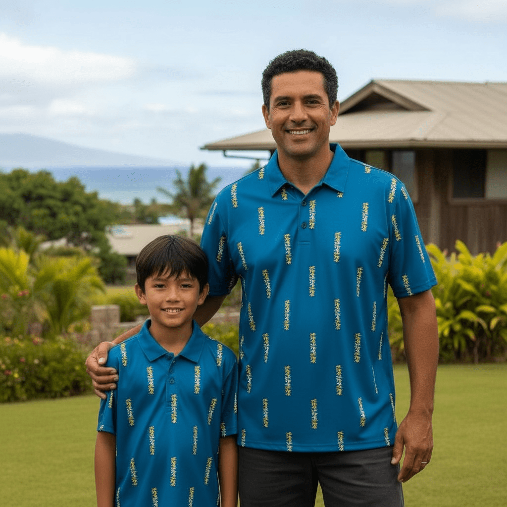 Melia Blue collared shirt - Sweet Sweet Honey Hawaii