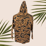Mens Brown Camo Boar Dri Fit Hooded Long Sleeve Tee - Sweet Sweet Honey Hawaii