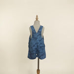 Midnight Blue Hibiscus Denim Short Overalls - Sweet Sweet Honey Hawaii