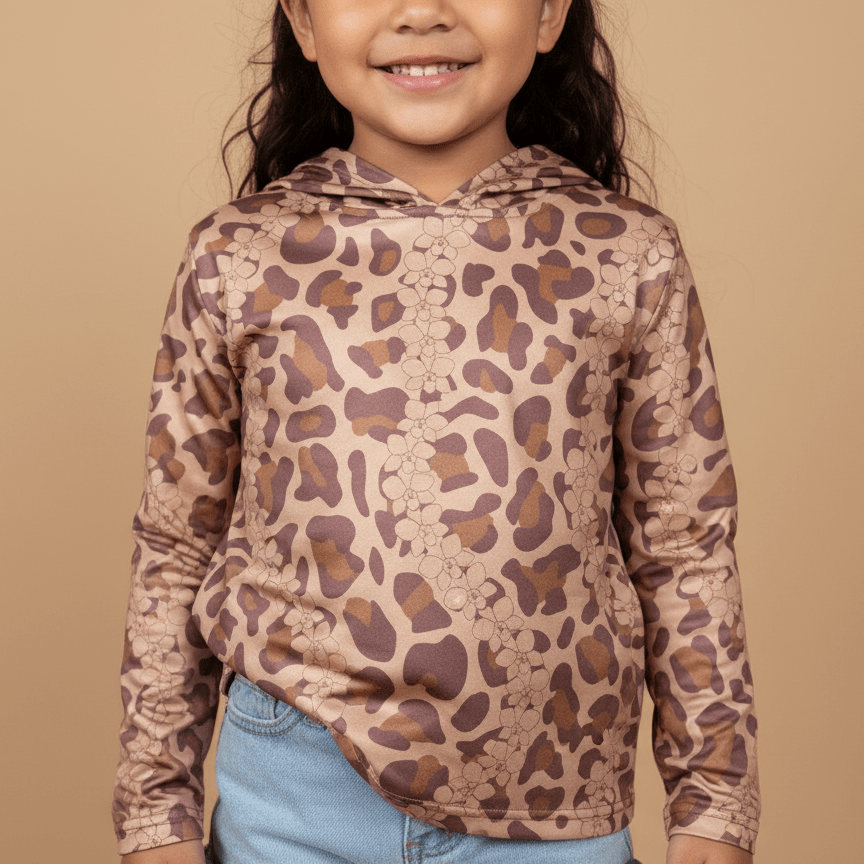 Orchid Cheetah Dri Fit hooded Long sleeve - Sweet Sweet Honey Hawaii