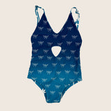 Teal Tiare/Shaka Ombre Peek-a-Boo reversible Swimsuit