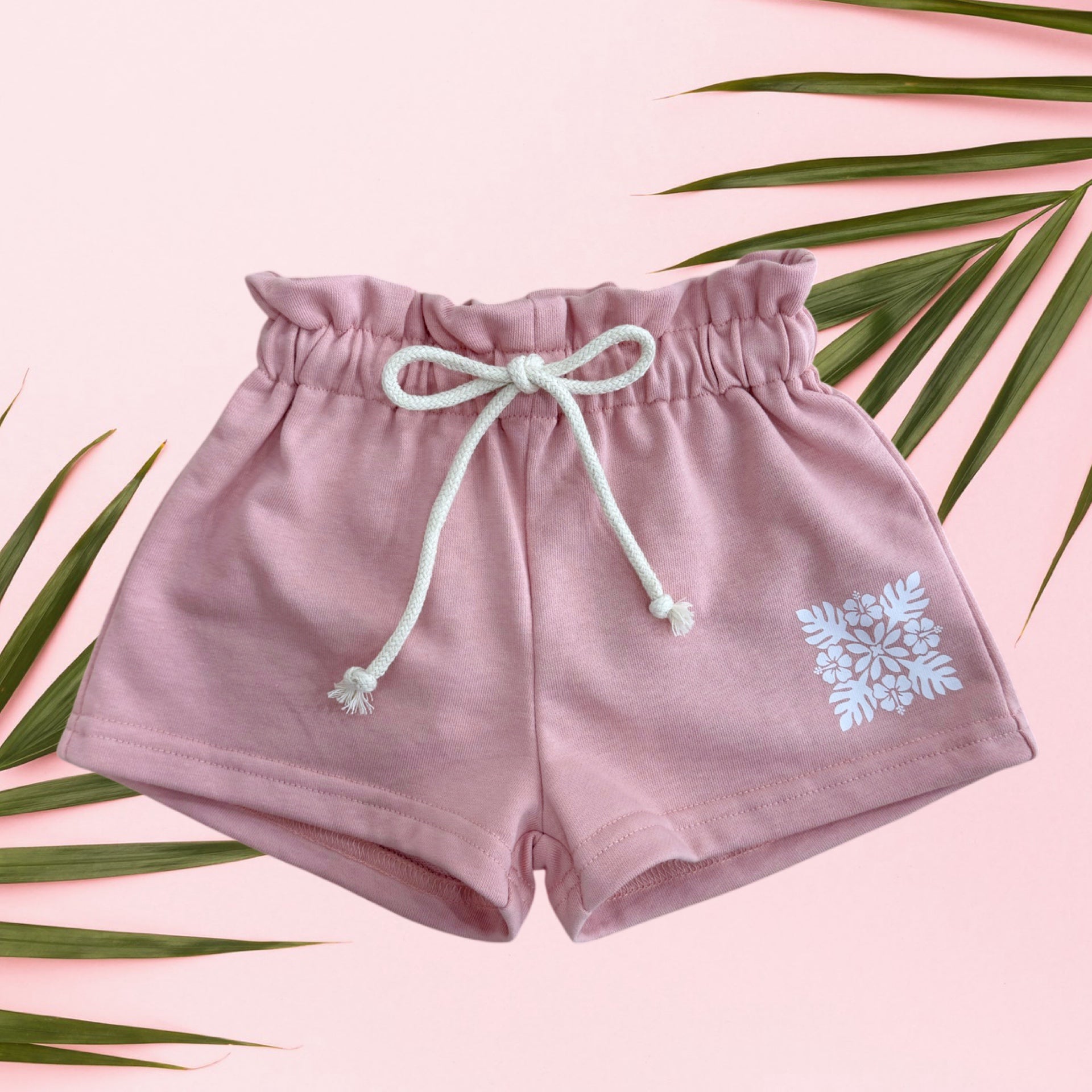 White Quilt Pink Shorts