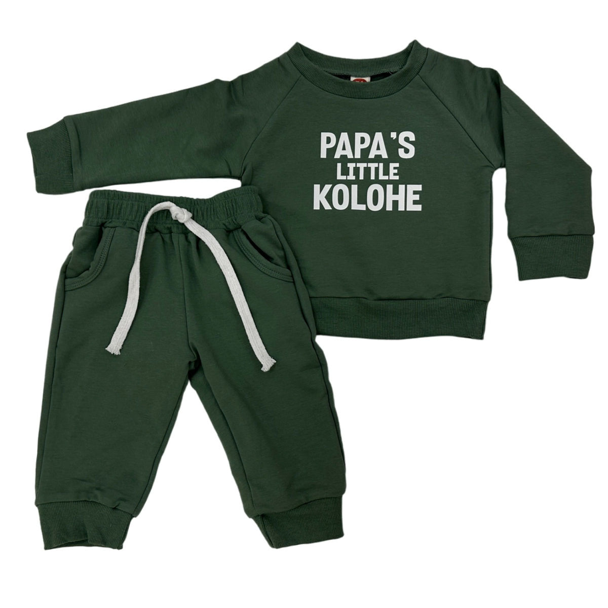 Papa's little kolohe Green Long sleeve set - Sweet Sweet Honey Hawaii