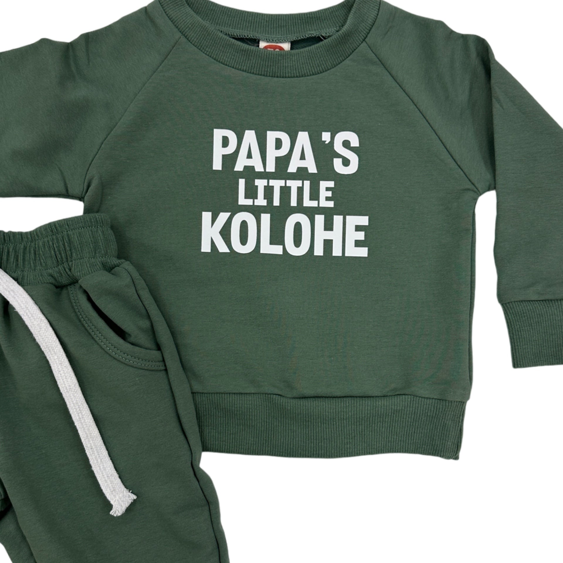 Papa's little kolohe Green Long sleeve set - Sweet Sweet Honey Hawaii