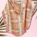 Peach Hibiscus Quilt Pom Pom Hooded Towel - Sweet Sweet Honey Hawaii