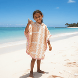 Peach Hibiscus Quilt Pom Pom Hooded Towel - Sweet Sweet Honey Hawaii