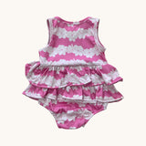 Pink Gardenia lei Ruffle Tank Romper - Sweet Sweet Honey Hawaii