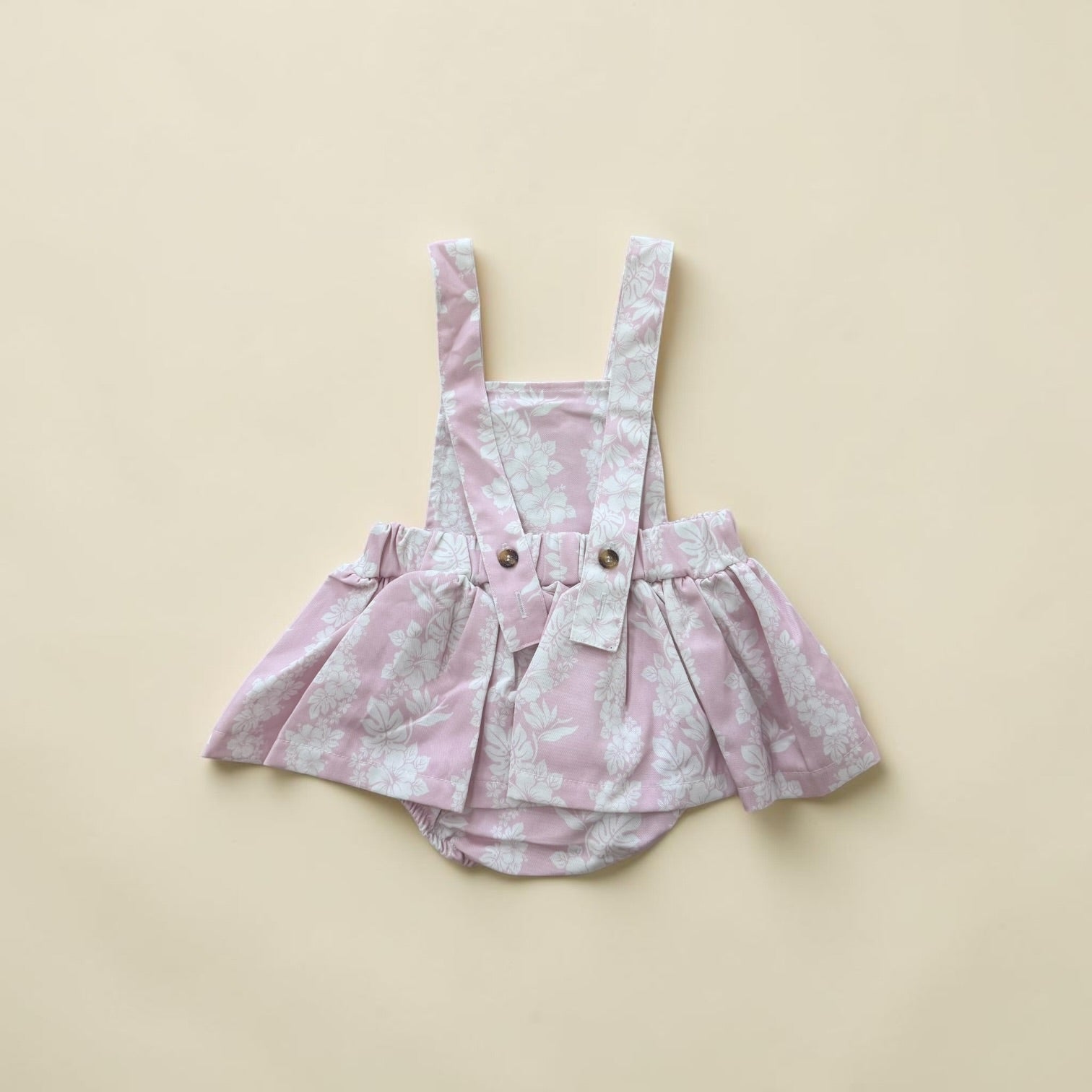 Pink Mauna lani Denim Quilt Ruffled Onesie - Sweet Sweet Honey Hawaii