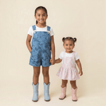 Pink Mauna lani Denim Quilt Ruffled Onesie - Sweet Sweet Honey Hawaii