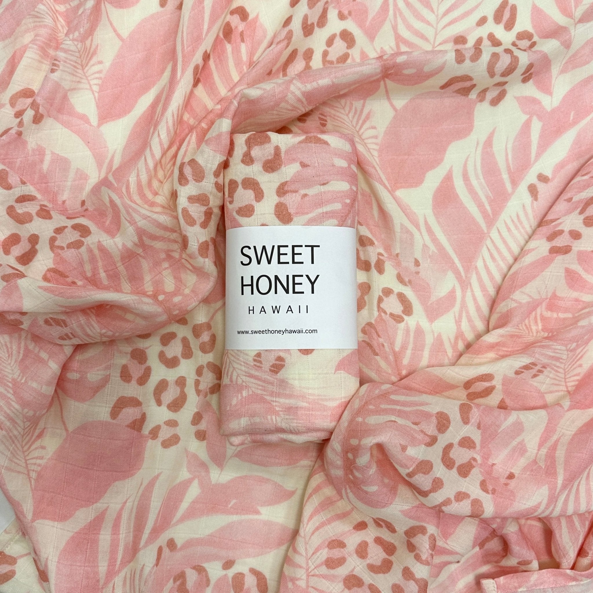 Pink Tropical Jungle Bamboo Swaddle Blanket - Sweet Sweet Honey Hawaii